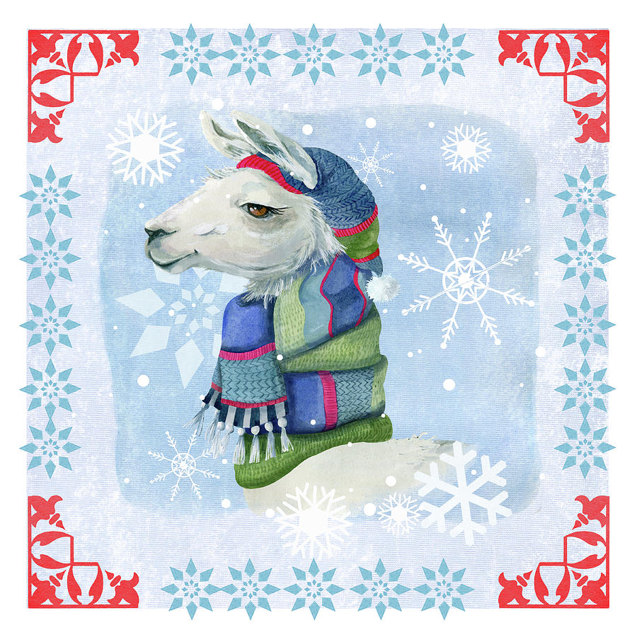 Animal Mixed Media - Winter Llama by Fiona Stokes-gilbert