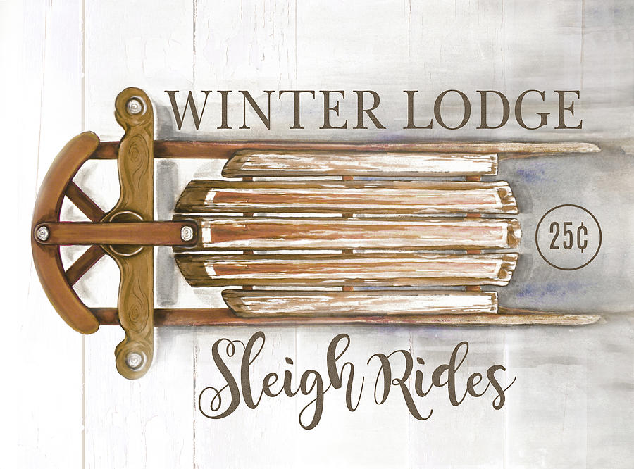 Winter Mixed Media - Winter Lodge Sleigh Rides by Diannart