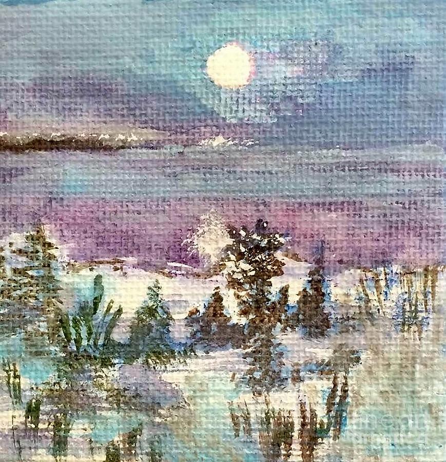 Winter Moon Energy Painting by Deb Stroh-Larson