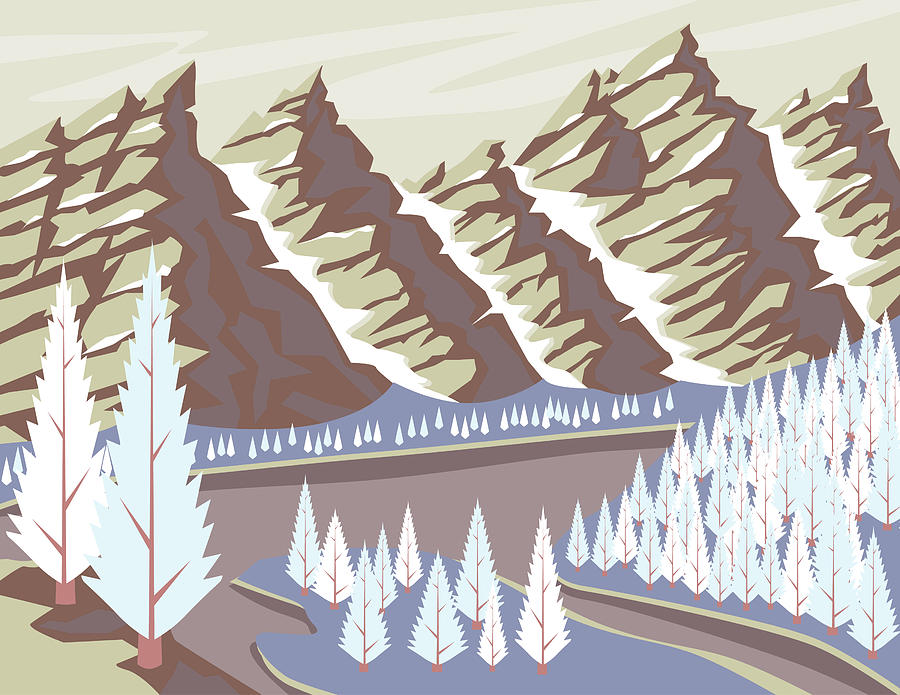 Winter Mountain Scene Digital Art by Sam Morrison