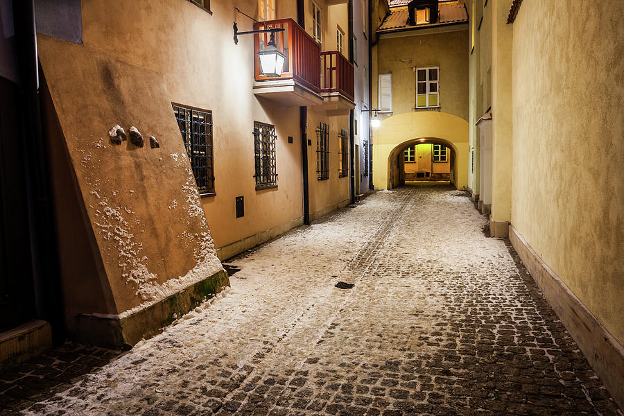Winter Photograph - Winter Night in Old Town of Warsaw by Artur Bogacki
