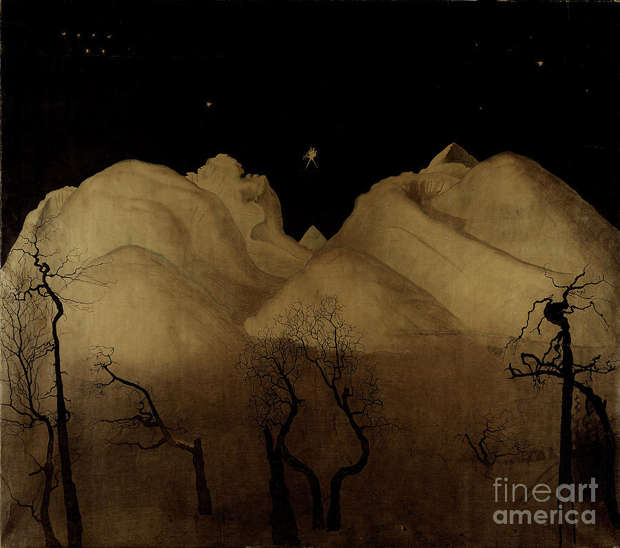 Winter Night in the Mountains, study Pastel by Harald Sohlberg