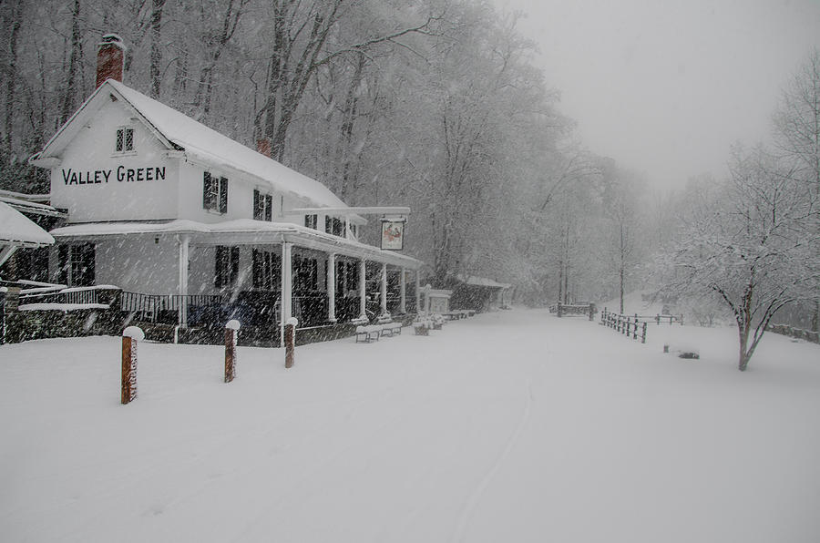 Winter on Forbidden Drive - Valley Green Inn Photograph by Bill Cannon