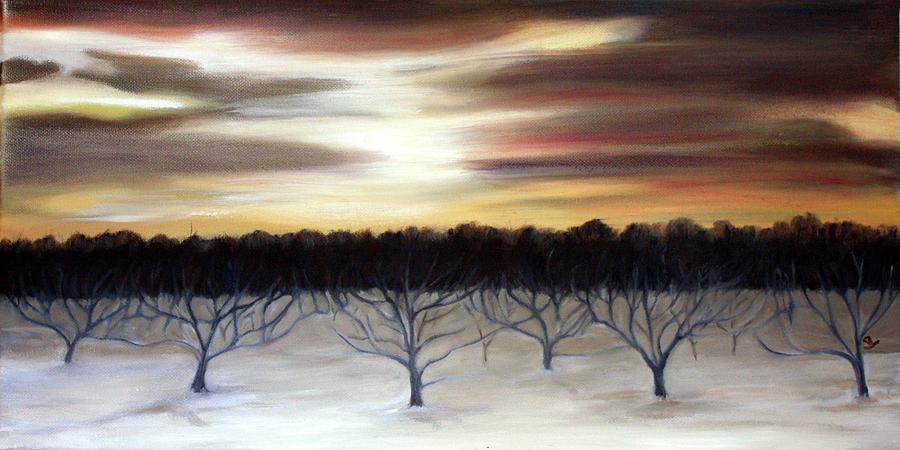 Winter Orchard Painting by Sarah Lynch