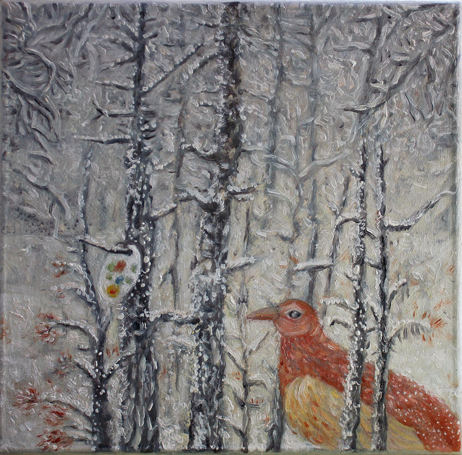 Winter outdoor Painting by Elzbieta Goszczycka