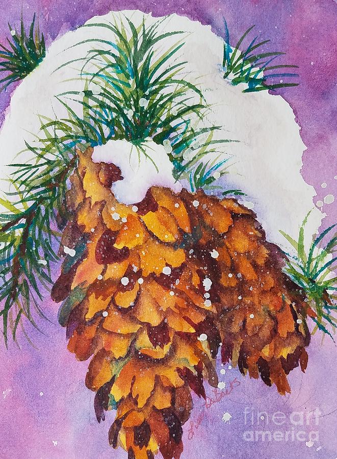 Winter Pine Painting by Lisa Debaets