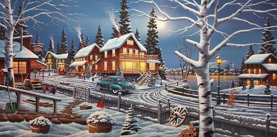 Winter Painting - Winter Playtime by Geno Peoples