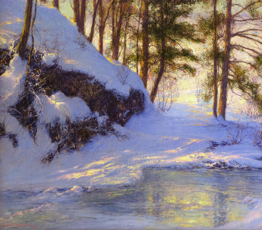 Winter Pond Painting by David Lloyd Glover