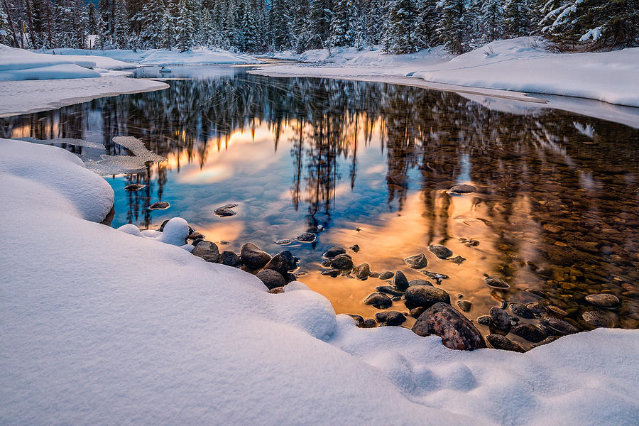 Winter Pond Reflection Photograph by Zhong Yi Huang