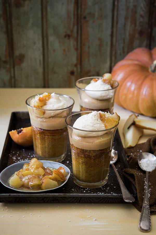 Winter Pumpkin And Pear Trifle With Rooibos And Vanilla Custard Photograph by Great Stock!