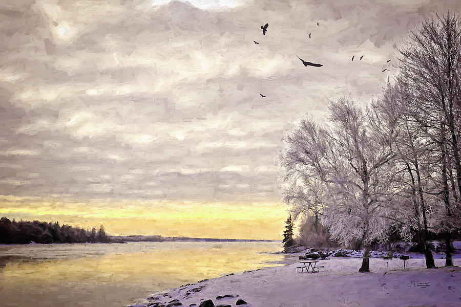 Winter River Sunrise Photograph by Allyson Schwartz