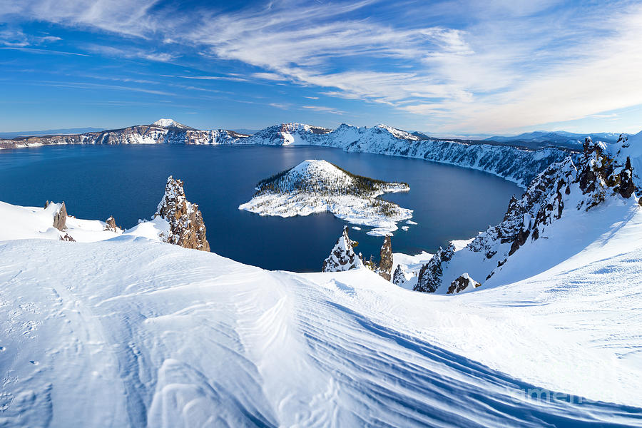 Cliffs Photograph - Winter Scene At Crater Lake Volcano by Matthew Connolly Cliffs Photograph - Winter Scene At Crater Lake Volcano by Matthew Connolly