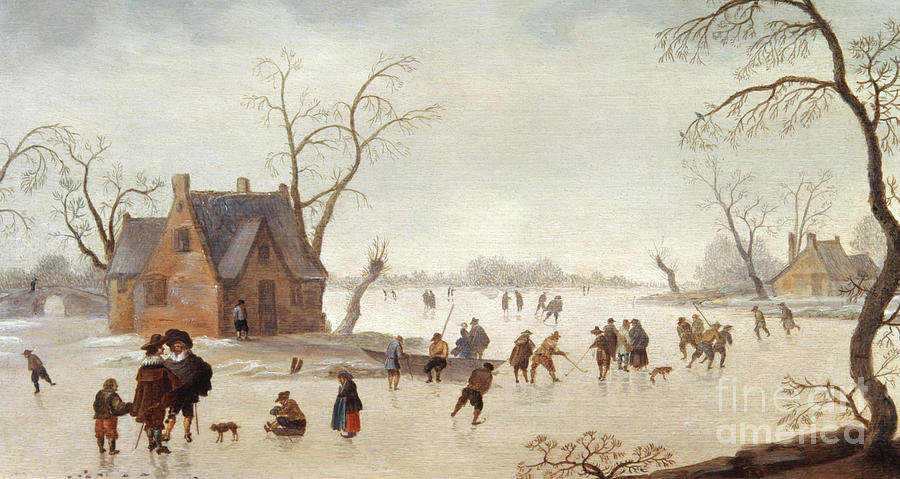 Christmas Painting - Winter Scene by Antoni Verstralen  by Antoni Verstralen  van Stralen
