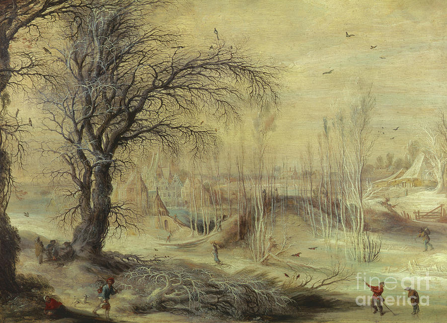 Tree Painting - Winter Scene by Gysbrecht Lytens or Leytens by Gysbrecht Lytens or Leytens