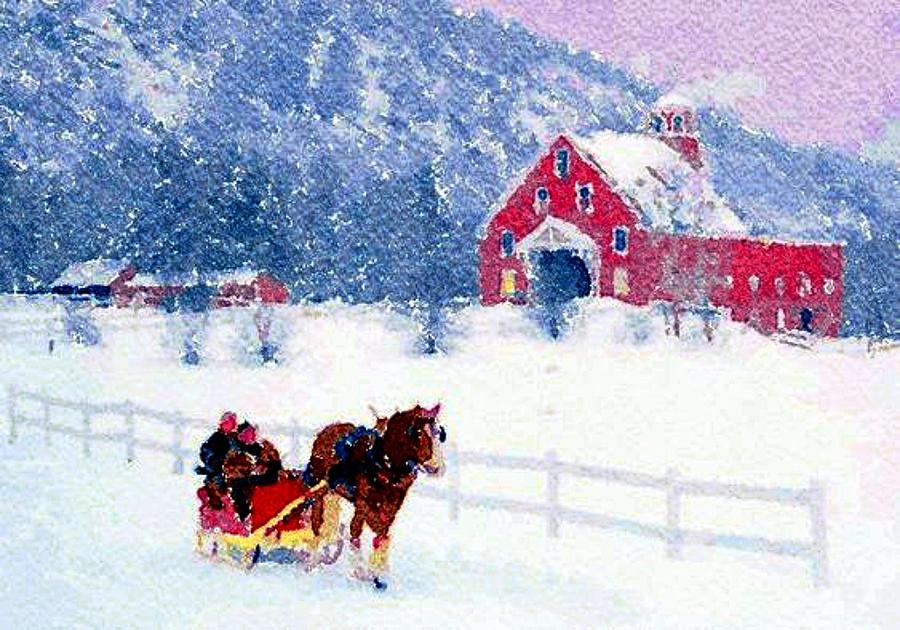 Winter Sleigh Ride Digital Art by Bob Smerecki - Fine Art America