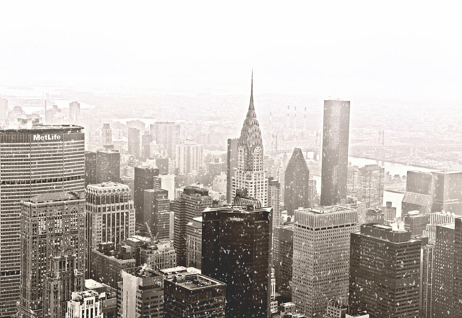 Winter - Snow Over The New York City Photograph by Vivienne Gucwa