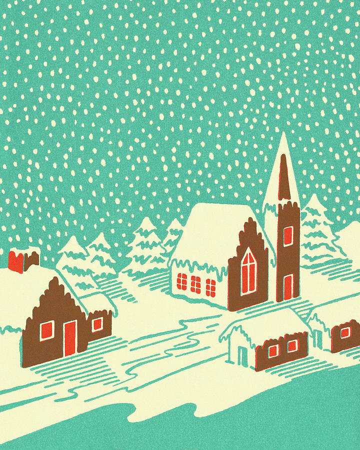 Christmas Drawing - Winter Snow Scene by CSA Images