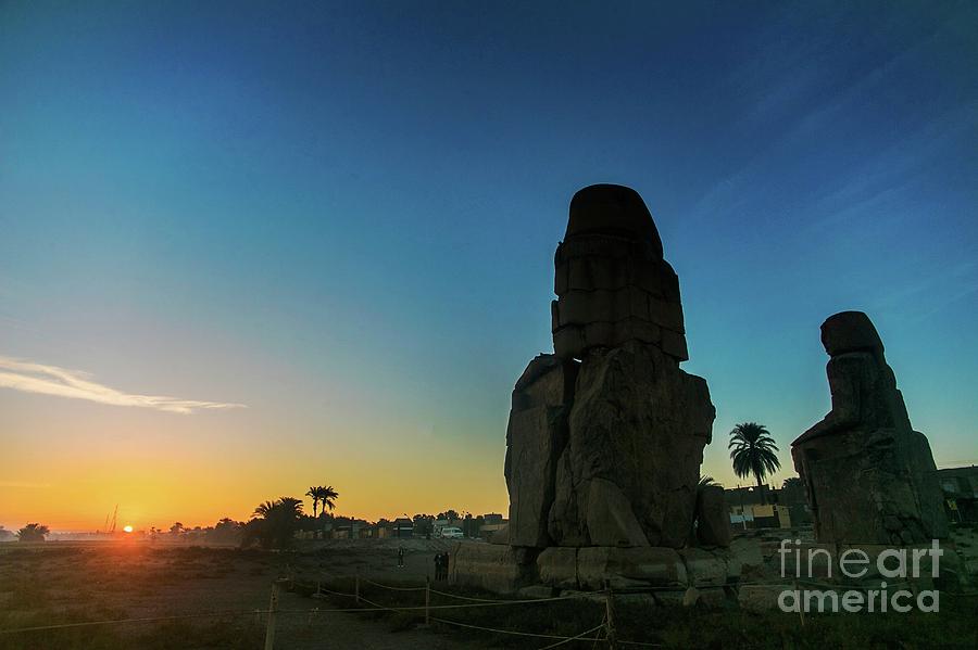 Winter Photograph - Winter Solstice Sunrise At The Colossi Of Memnon by Juan Carlos Casado (starryearth.com)/science Photo Library