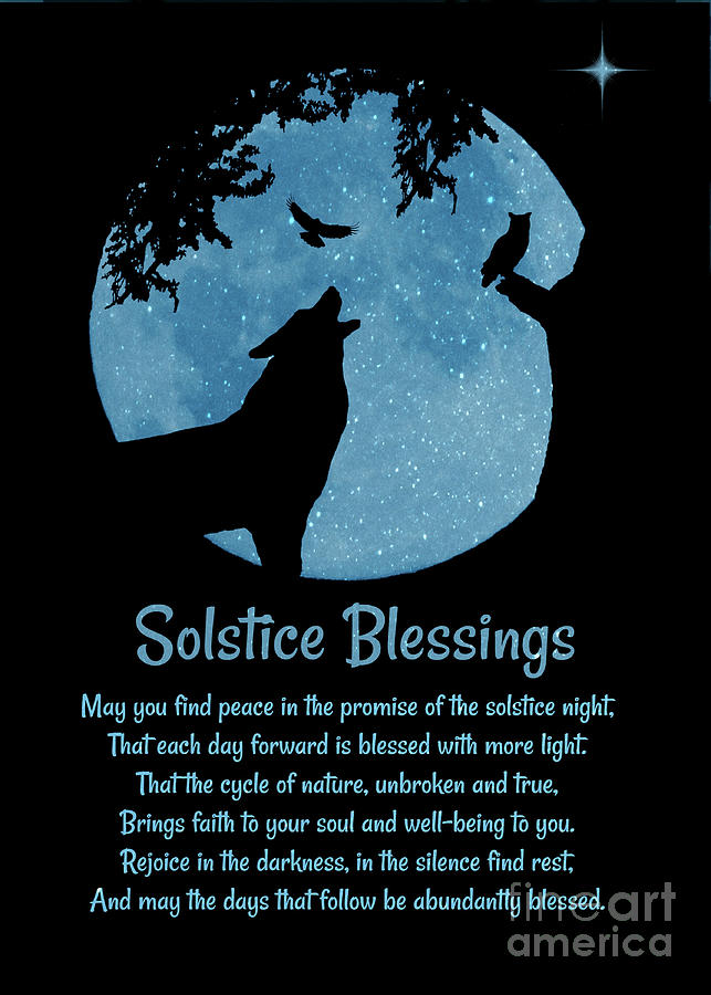 Winter Solstice Yule Wolf, Owl, Raven and Moon Blessings Photograph by Stephanie Laird