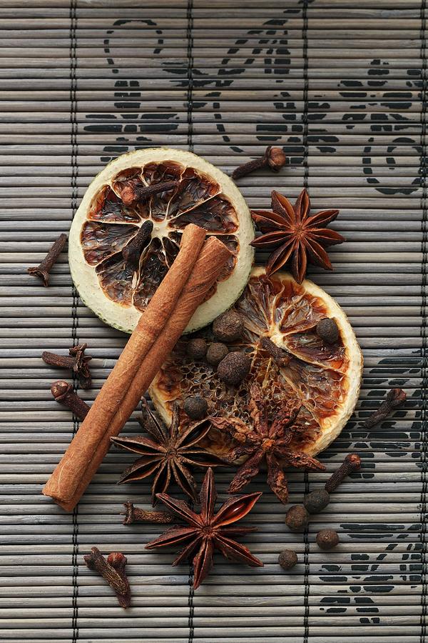 Winter Spices On A Bamboo Mat Photograph by Petr Gross