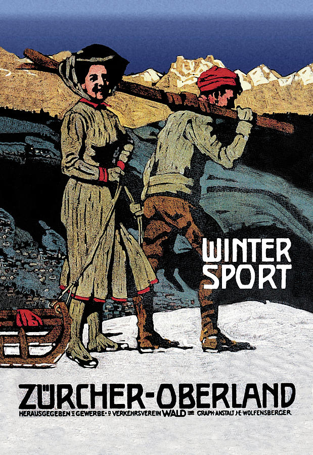 Mountain Painting - Winter Sport - Zurcher - Oberland by Alfred Marxer