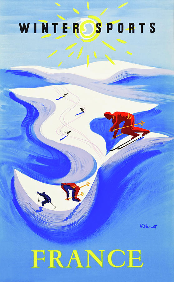 Winter Sports - France Painting by Bernard Villemot