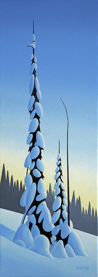 Winter Spruce Painting by Ron Parker