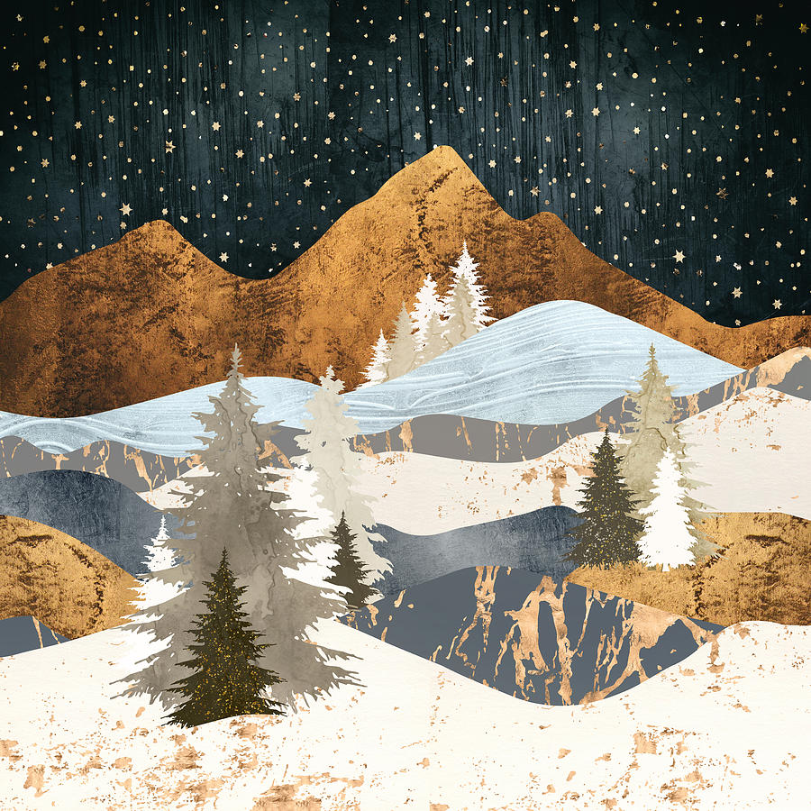 Winter Digital Art - Winter Stars by Spacefrog Designs