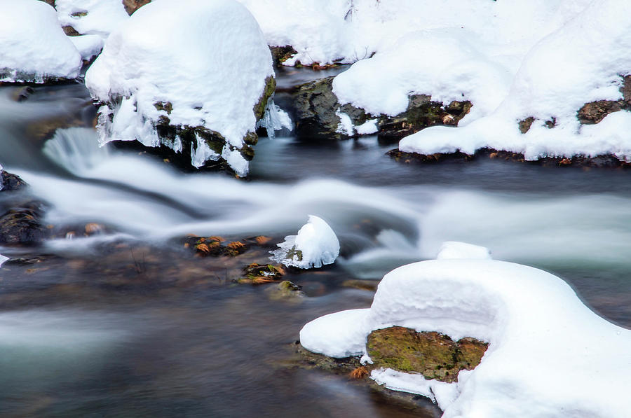 Winter Stream with Snowy Islands 3 Photograph by Jenny Rainbow
