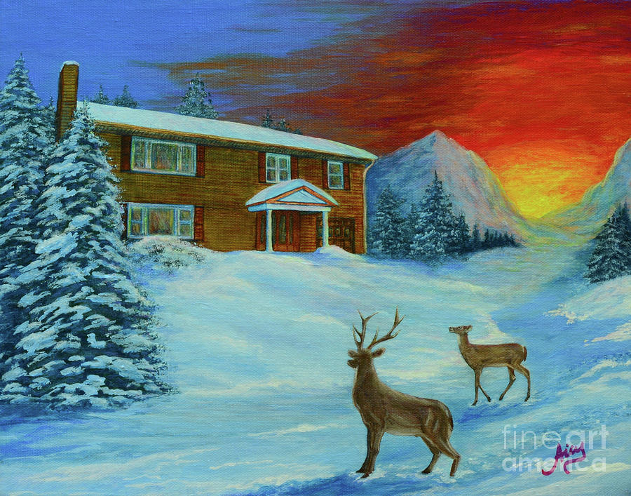 Winter Sunrise Painting by Aicy Karbstein