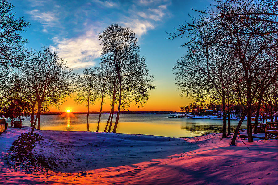 Winter Sunrise at East Bay Photograph by David Wagenblatt
