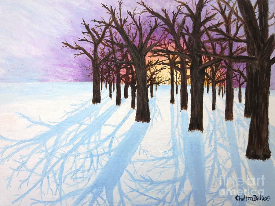 Winter Sunrise Painting by C E Dill