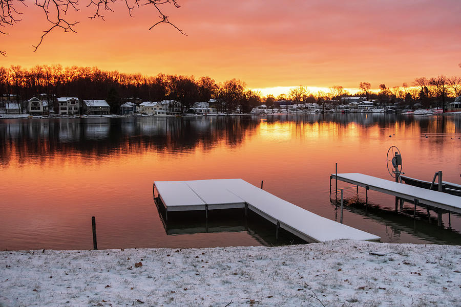 Winter Photograph - Winter Sunrise Gull Lake Michigan by Mary Lee Dereske