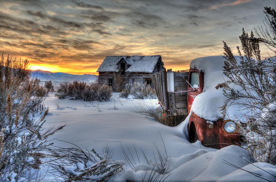Winter Photograph - Winter Sunrise On The Old Frozen Farm by Michael Morse