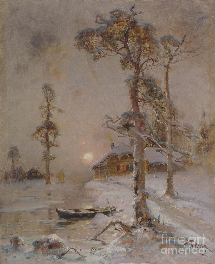 Winter Sunset, 1900. Artist Klever Drawing by Heritage Images