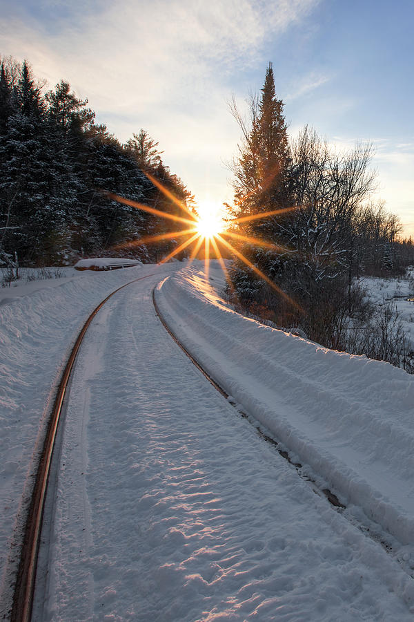 Winter Sunset along the Tracks Photograph by White Mountain Images