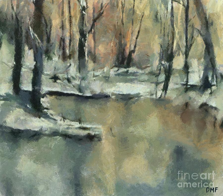 Winter Sunset Painting by Dragica Micki Fortuna