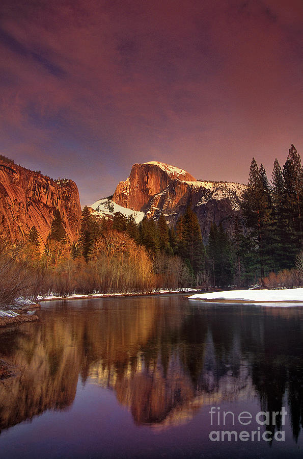 Winter Sunset Half Dome Yosemite National Park California Photograph by Dave Welling