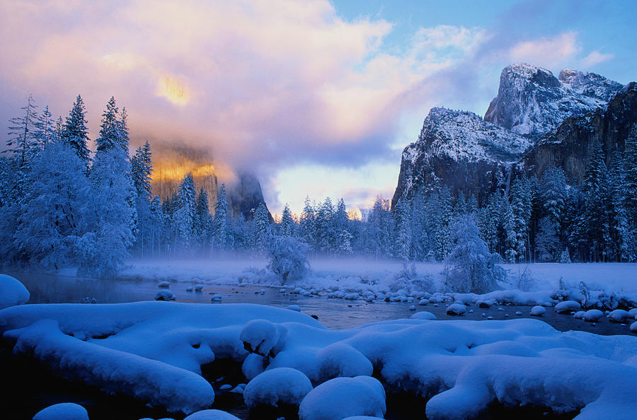 Winter Sunset In Yosemite National Park Photograph by Larry Brownstein