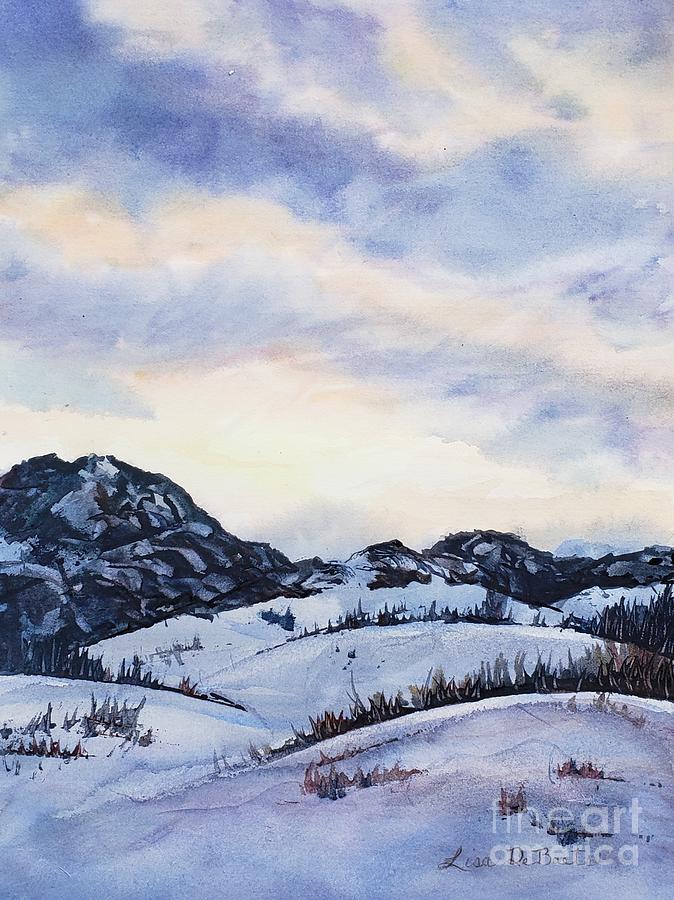 Winter sunset Painting by Lisa Debaets