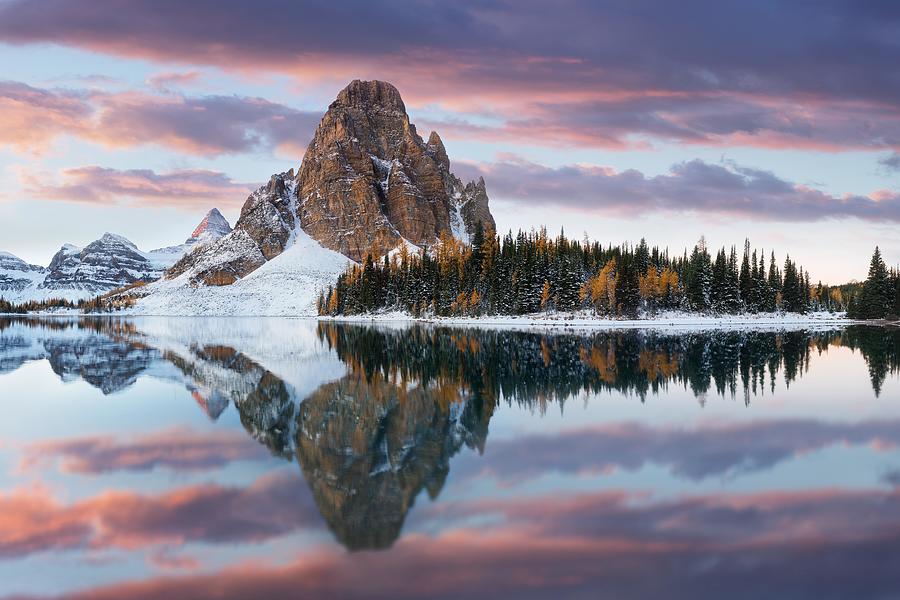 Winter Sunset. Mount Assiniboine Photograph by Michal Balada