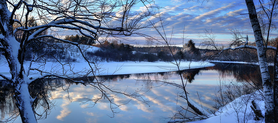 Winter Sunset over the Messalonskee Stream Photograph by John Meader
