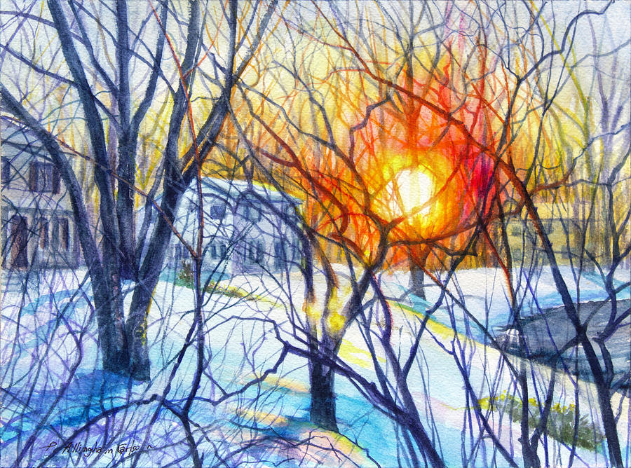 Winter Sunset Painting by Patricia Allingham Carlson