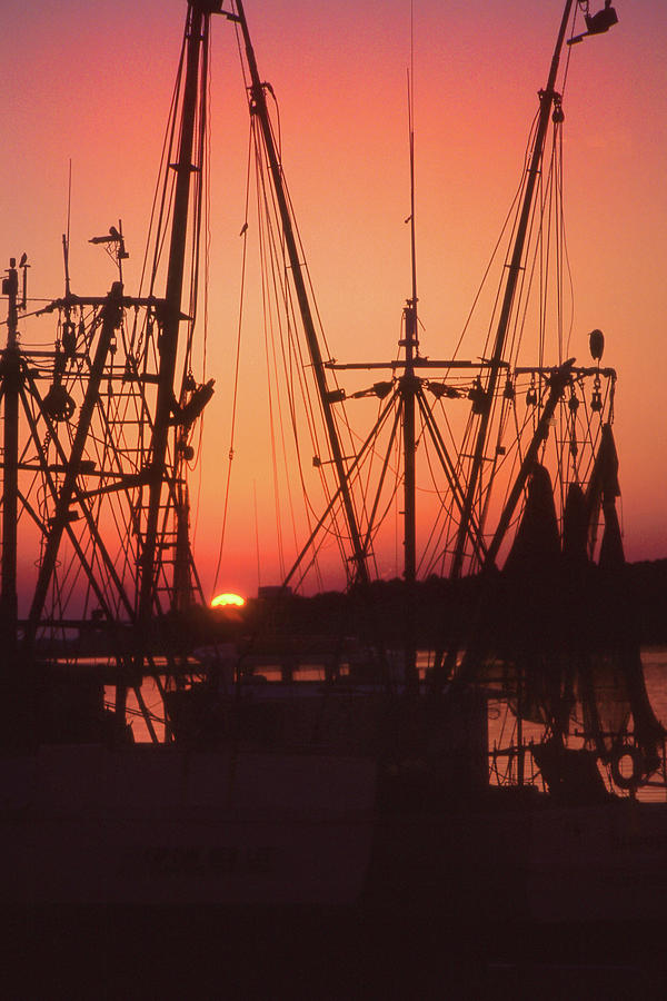 Winter Sunset through the Rigging Photograph by Jerry Griffin