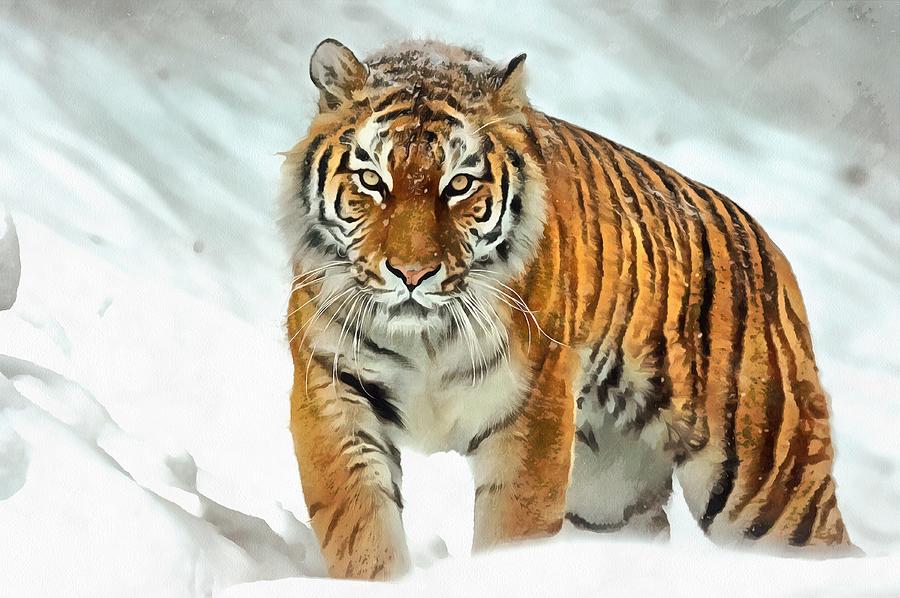 Winter Tiger Painting by Harry Warrick