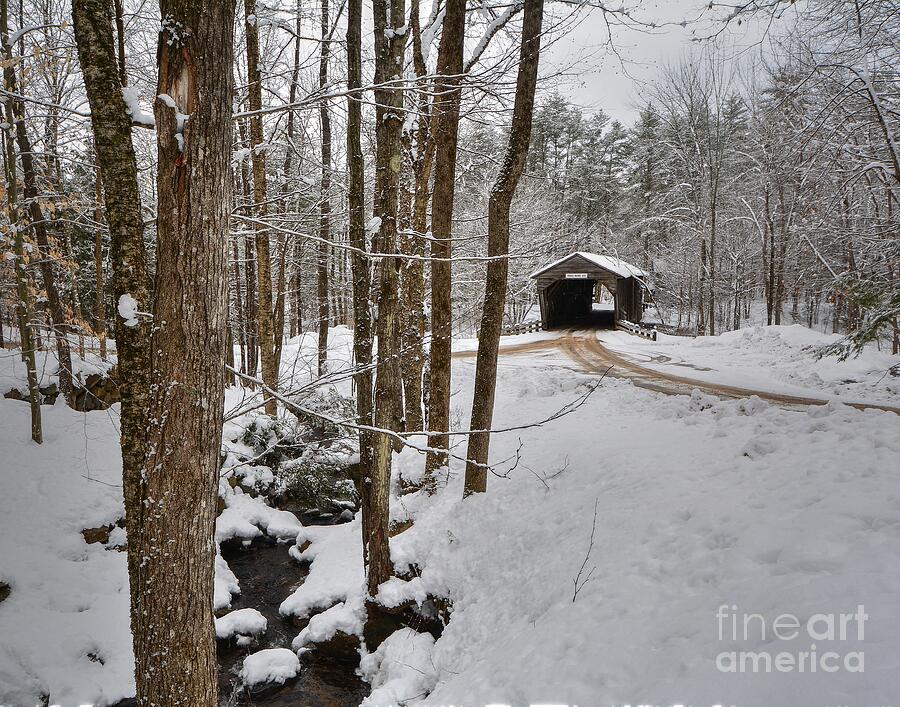 Winter Time at the Durgin Covered Bridge Photograph by Steve Brown