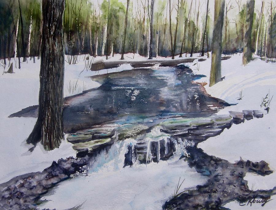 Winter Tranquility Painting by Christine Kfoury