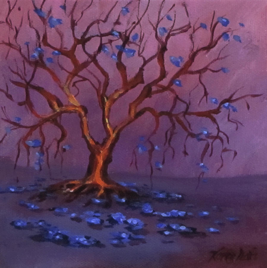 Winter Tree Painting by Karen Ilari