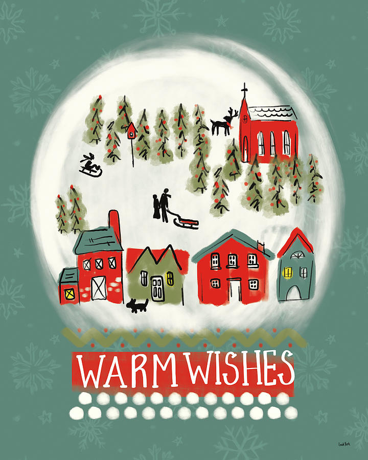 Christmas Drawing - Winter Village II by Leah York