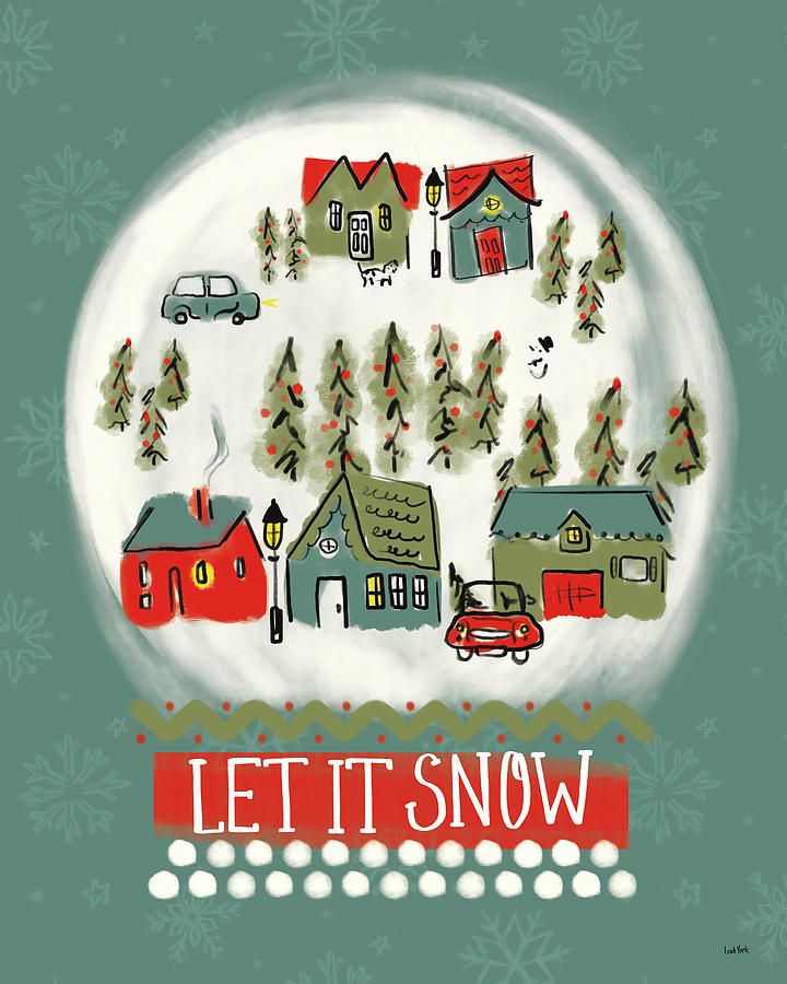 Christmas Drawing - Winter Village IIi by Leah York